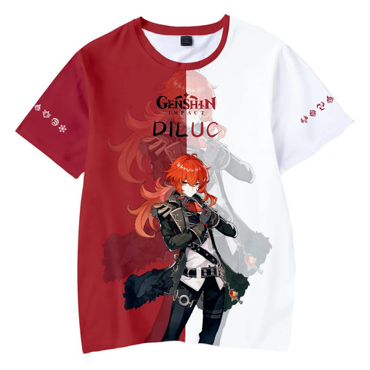 Genshin Impact T-shirts Anime Game Girls Hutao Klee 3D Print Streetwear Mannen Vrouwen Oversized T-shirt Kinderen Jongens Tees Tops Kleding