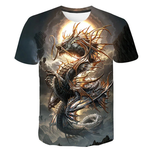 Dragon 3D Printed T-shirt Heren Dames Mode Streetwear O-hals Korte Mouw Hip Hop T-shirt Oversized Tees Tops Harajuku Kleding