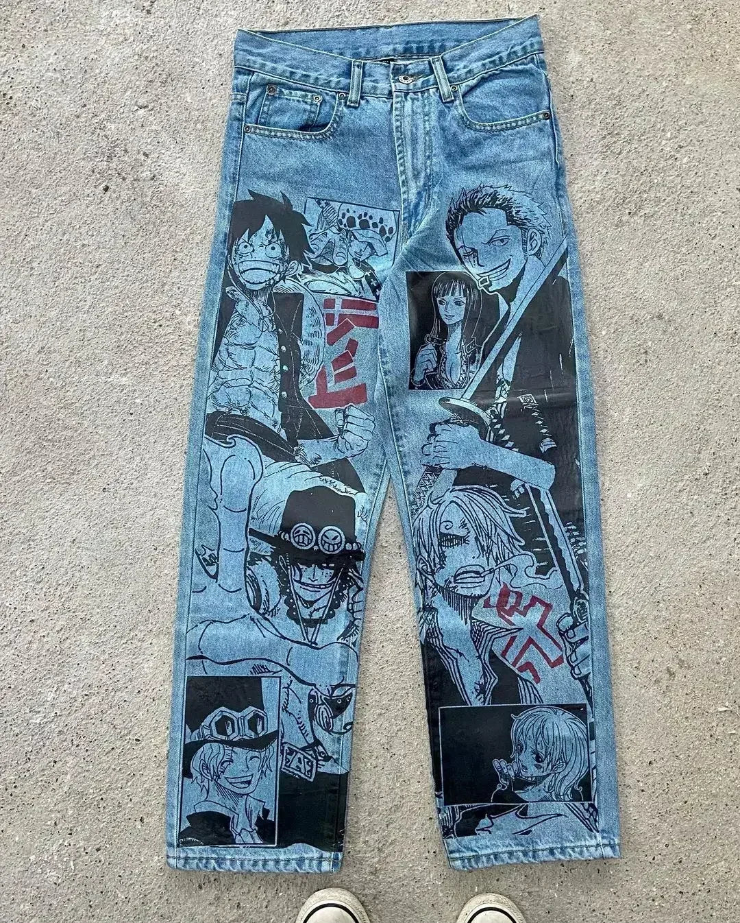 Harajuku Anime Print Baggy Jean Wijde Pijpen Vrouwen Hoge Taille Broek Broek Nieuwe Y2k Jeans voor Mannen Populaire Stijl Streetwear