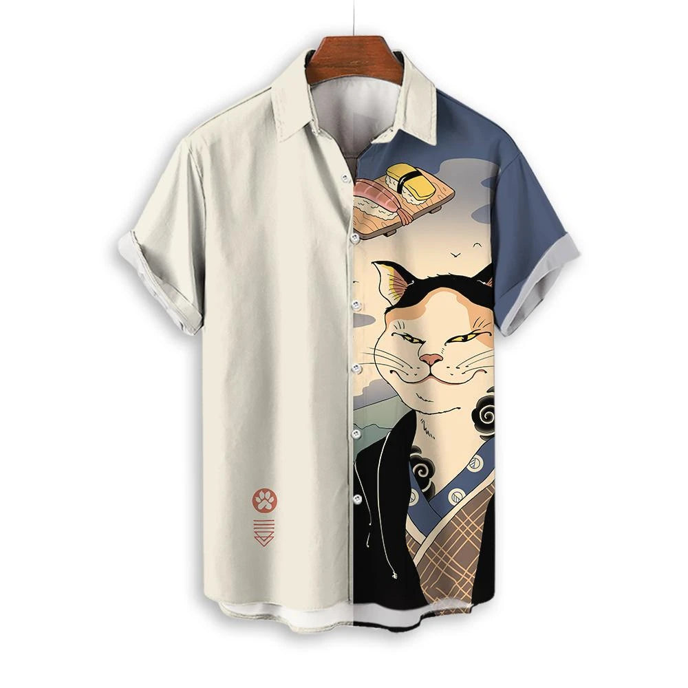 🐱⚔️ Samurai Cat Hawaiian Shirts⚔️🐱