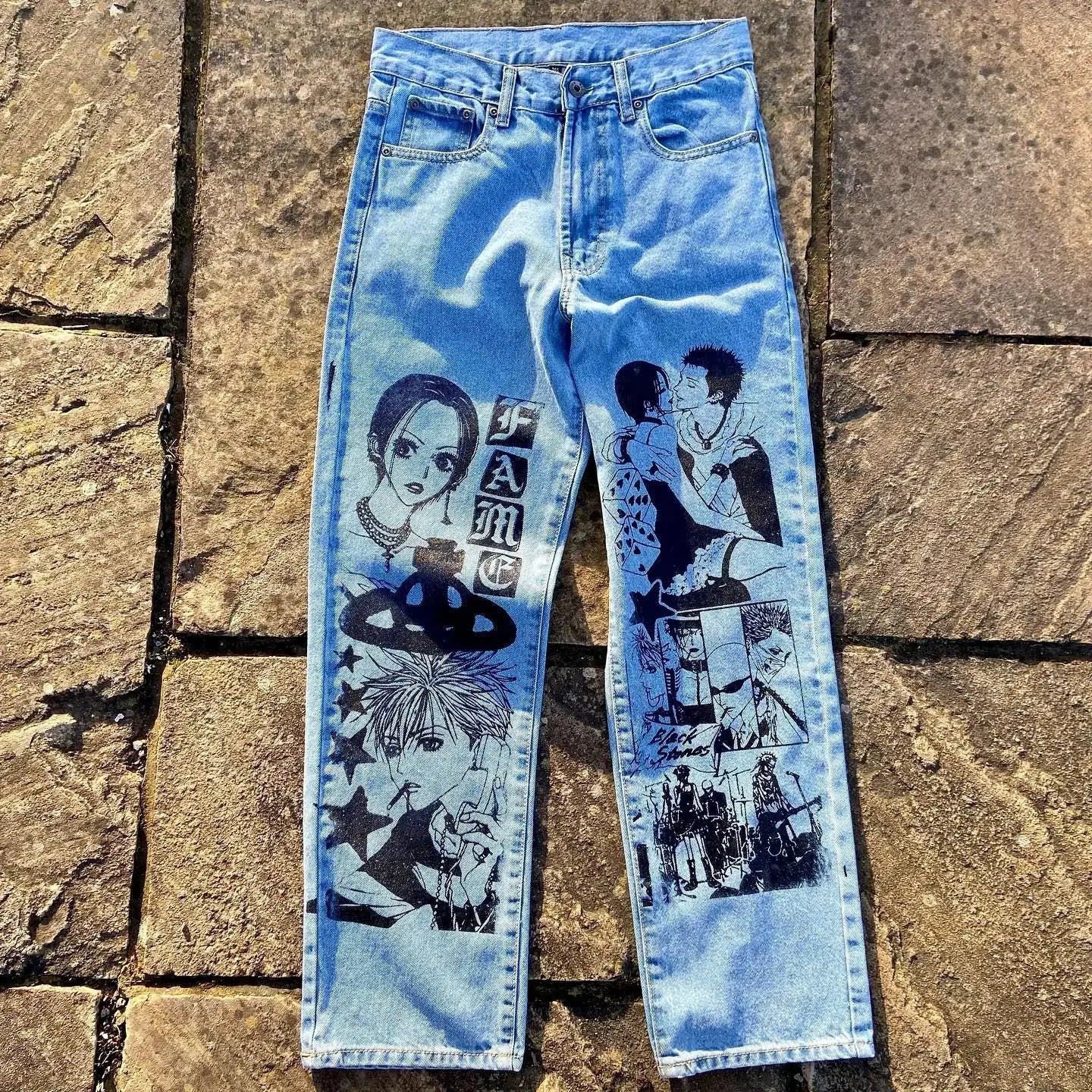 Harajuku Populaire Anime Print Baggy Jean Wijde Pijpen Broek Nieuwe Y2k Jeans voor Mannen Stijl Streetwear Vrouwen Hoge Taille Broek