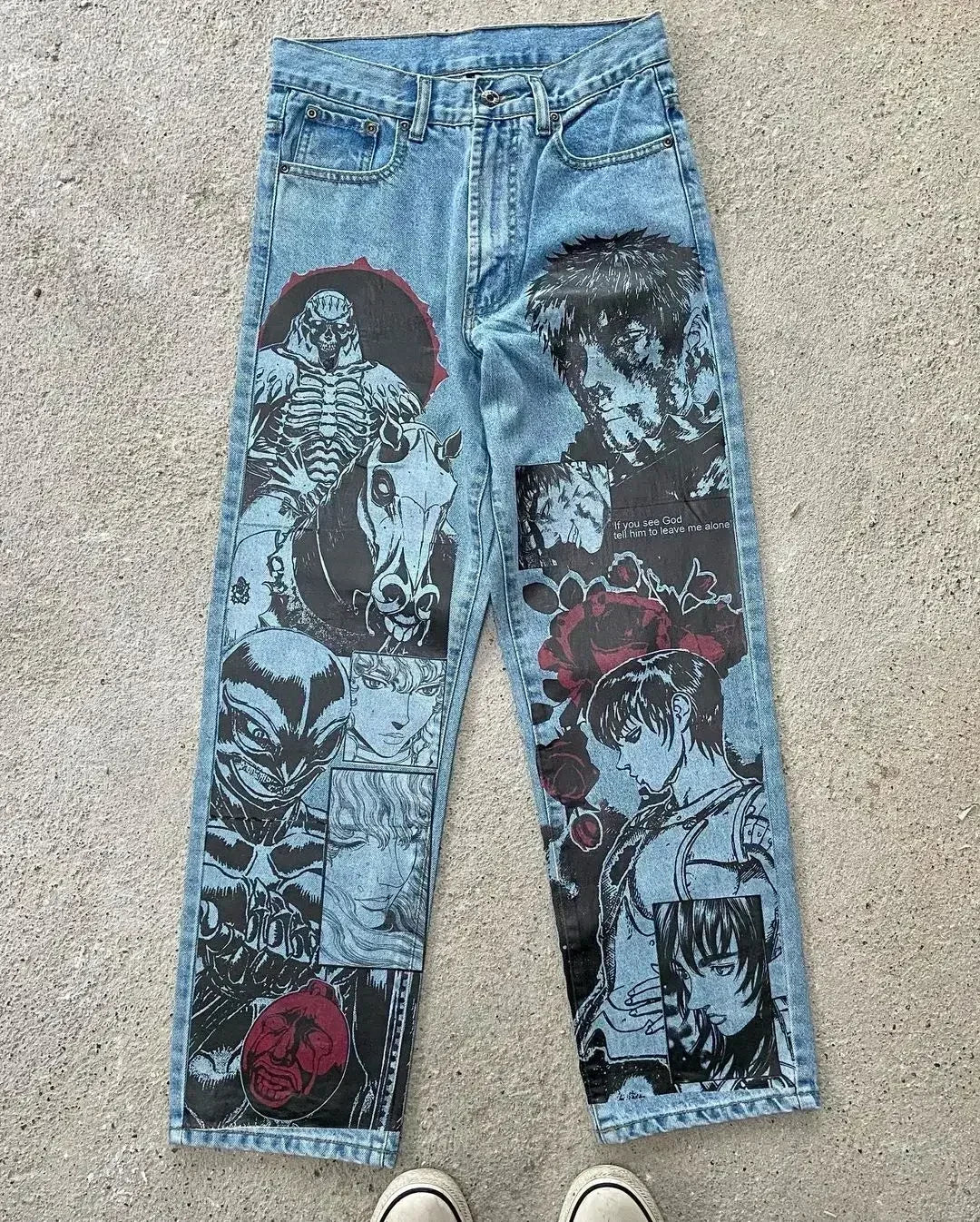 Harajuku Anime Print Baggy Jean Wijde Pijpen Vrouwen Hoge Taille Broek Broek Nieuwe Y2k Jeans voor Mannen Populaire Stijl Streetwear