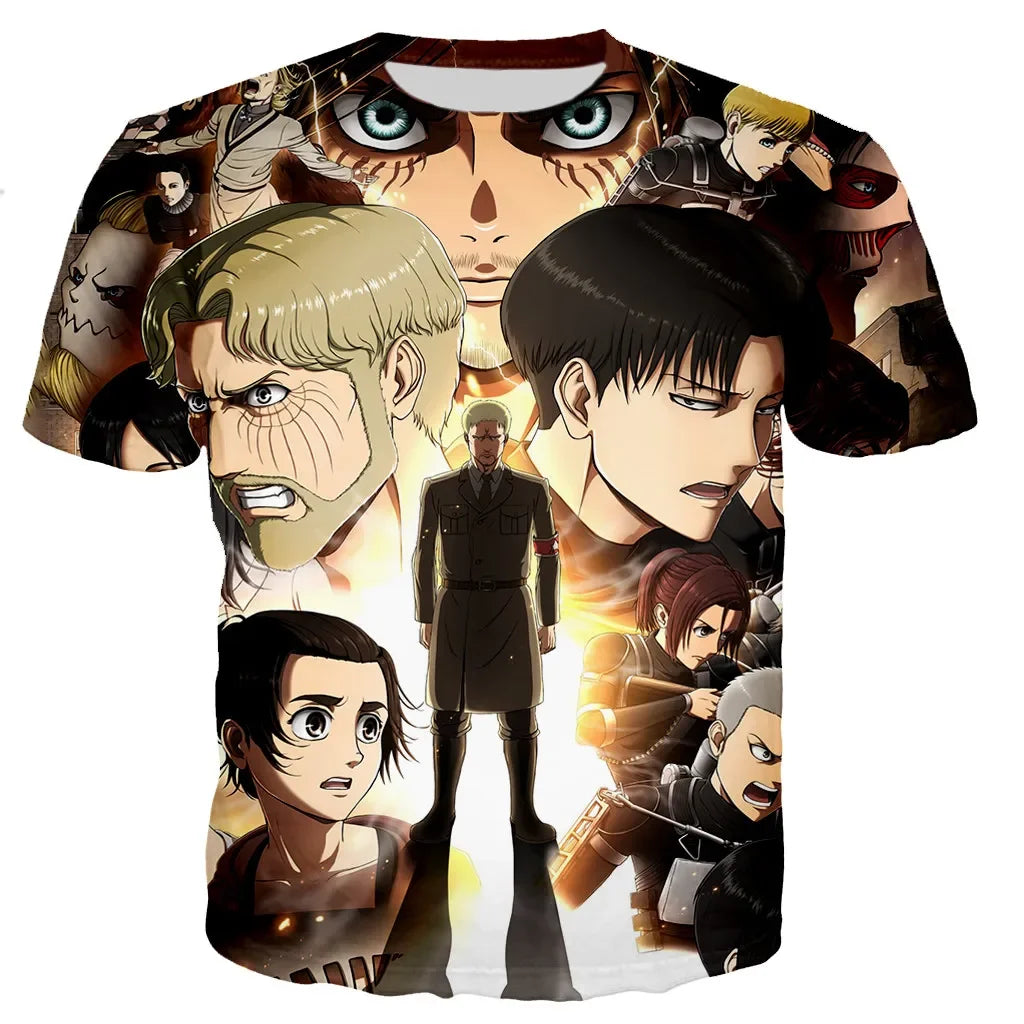 Zomer Mannen en Vrouwen Hot Japan Anime 3D Attack On Titan Print T-shirt Casual Harajuku Streetwear Hip Hop Ademende Kinderkleding