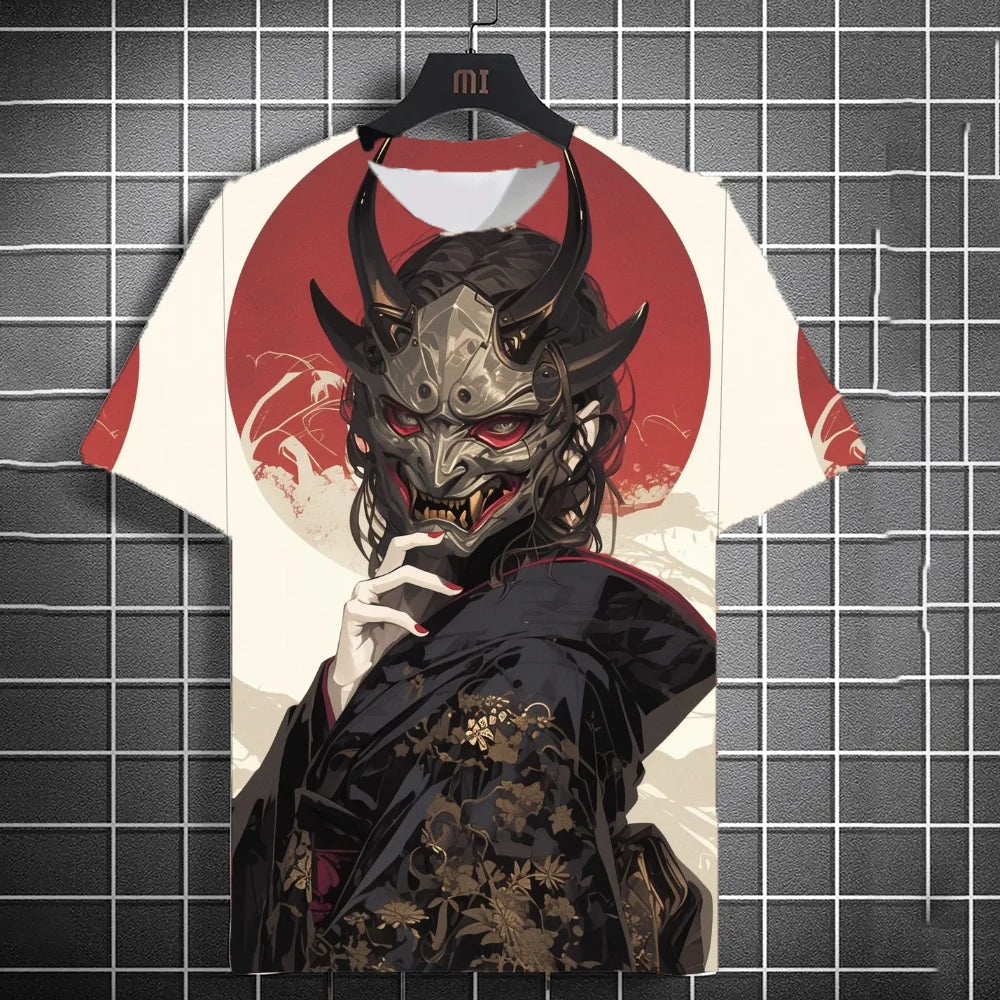 Japanse stijl Samurai Katana meisje T-shirts 3D print persoonlijkheid Anime T-shirt Mannen/Vrouwen Korte mouw Top Mode Herenkleding