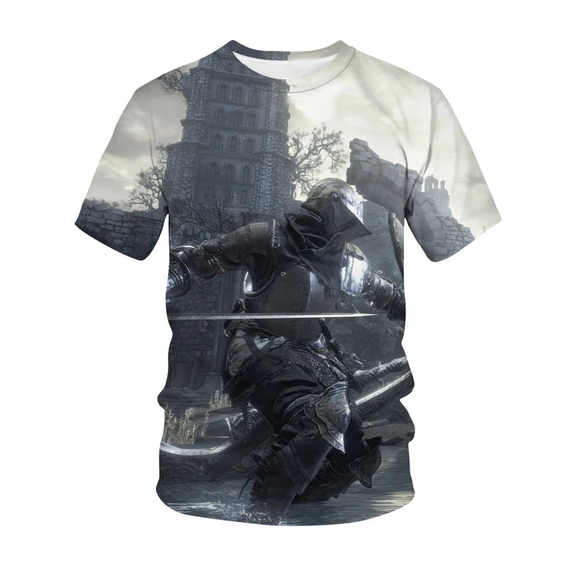 Dark Souls T-shirt Game 3D Print Streetwear Mannen Vrouwen Casual Mode Oversized Korte Mouw T-shirt Kinderen T-shirts Tops Herenkleding