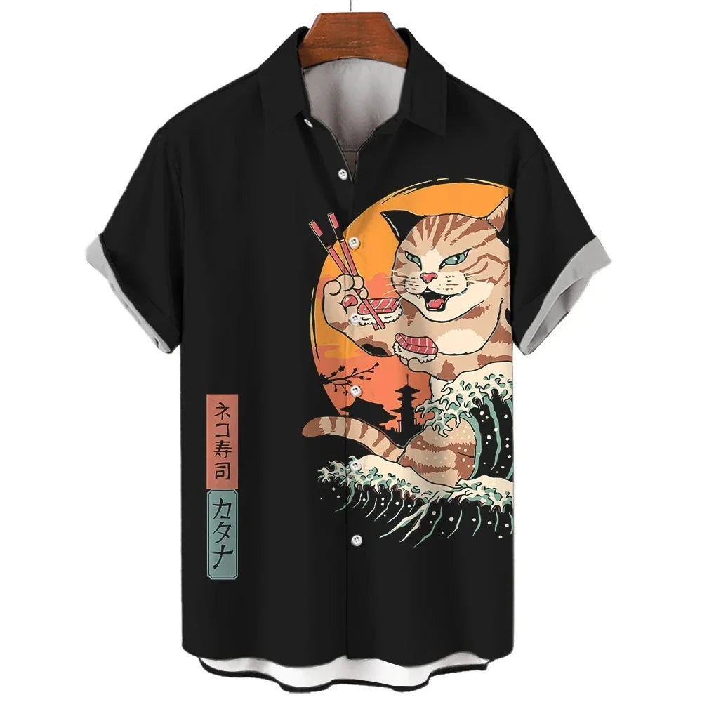 🐱⚔️ Samurai Cat Hawaiian Shirts⚔️🐱