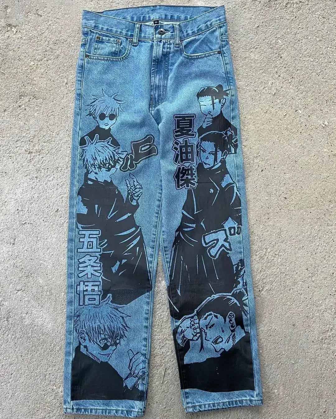 Harajuku Anime Print Baggy Jean Wijde Pijpen Vrouwen Hoge Taille Broek Broek Nieuwe Y2k Jeans voor Mannen Populaire Stijl Streetwear