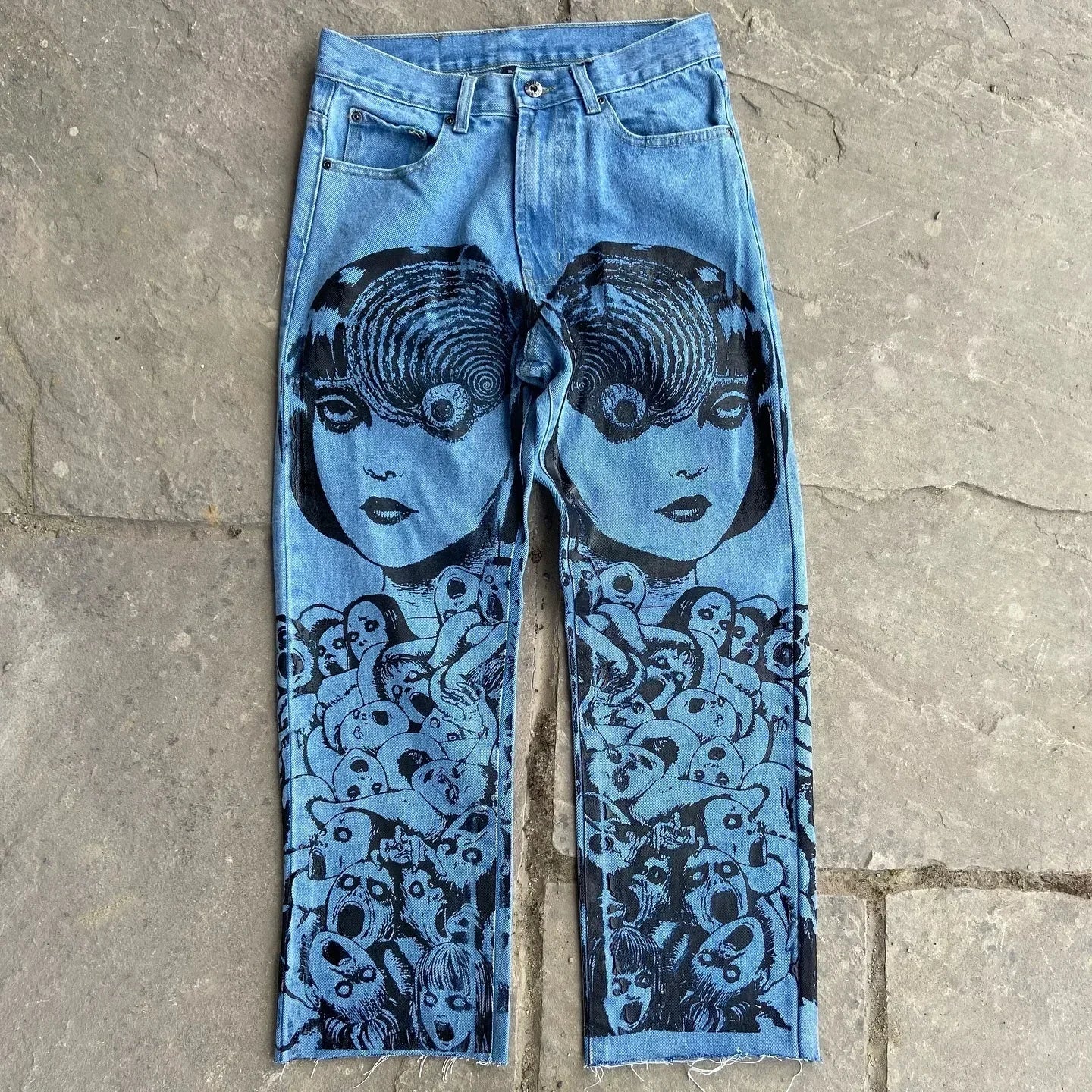 Harajuku Anime Print Baggy Jean Wijde Pijpen Vrouwen Hoge Taille Broek Broek Nieuwe Y2k Jeans voor Mannen Populaire Stijl Streetwear