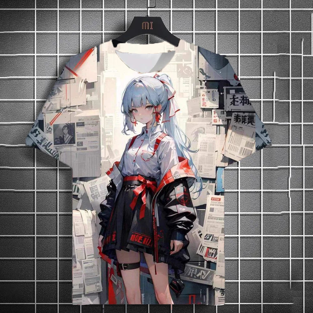 🔥 Japanese Samurai Katana Girl 3D Print T-Shirt – Anime-Inspired Streetwear! 🔥