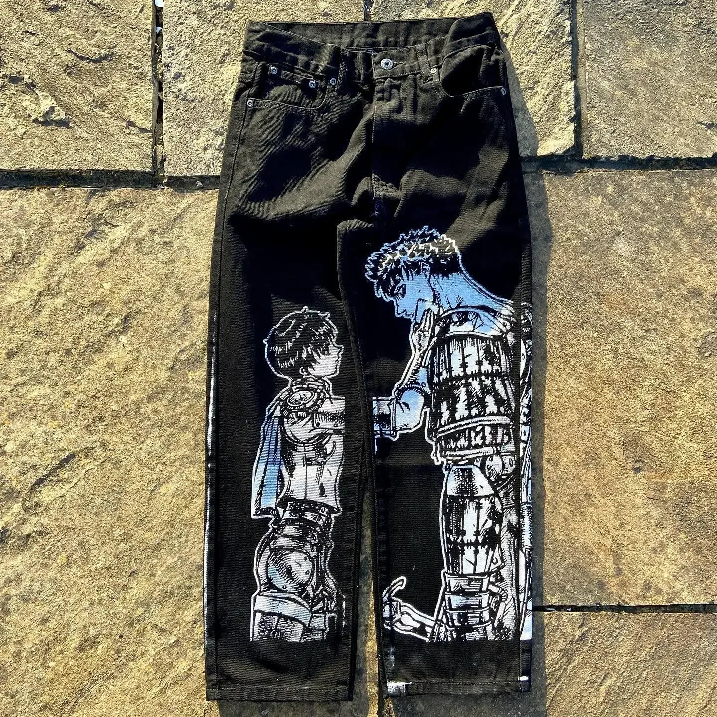 Harajuku Populaire Anime Print Baggy Jean Wijde Pijpen Broek Nieuwe Y2k Jeans voor Mannen Stijl Streetwear Vrouwen Hoge Taille Broek