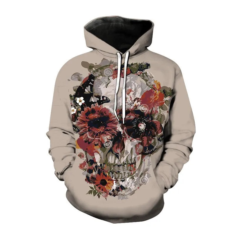 Nieuwe herfst Hip Hop Skull Hoodies 3D-geprinte Skull Streetwear Pullover Tops Lange mouwen Sweatshirts Heren Vrijetijdsmode Sweatshir