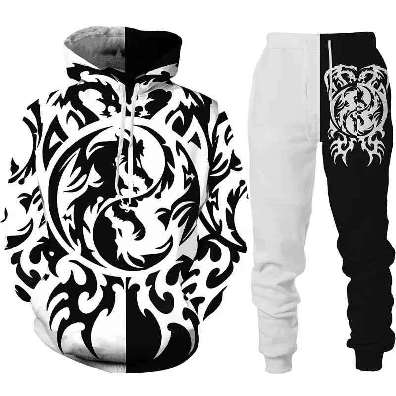 🔥 Retro Dragon 3D Printed Hoodie & Tracksuit Set🔥