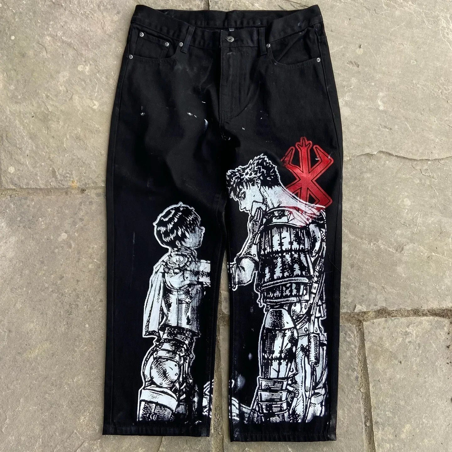 Harajuku Anime Print Baggy Jean Wijde Pijpen Vrouwen Hoge Taille Broek Broek Nieuwe Y2k Jeans voor Mannen Populaire Stijl Streetwear