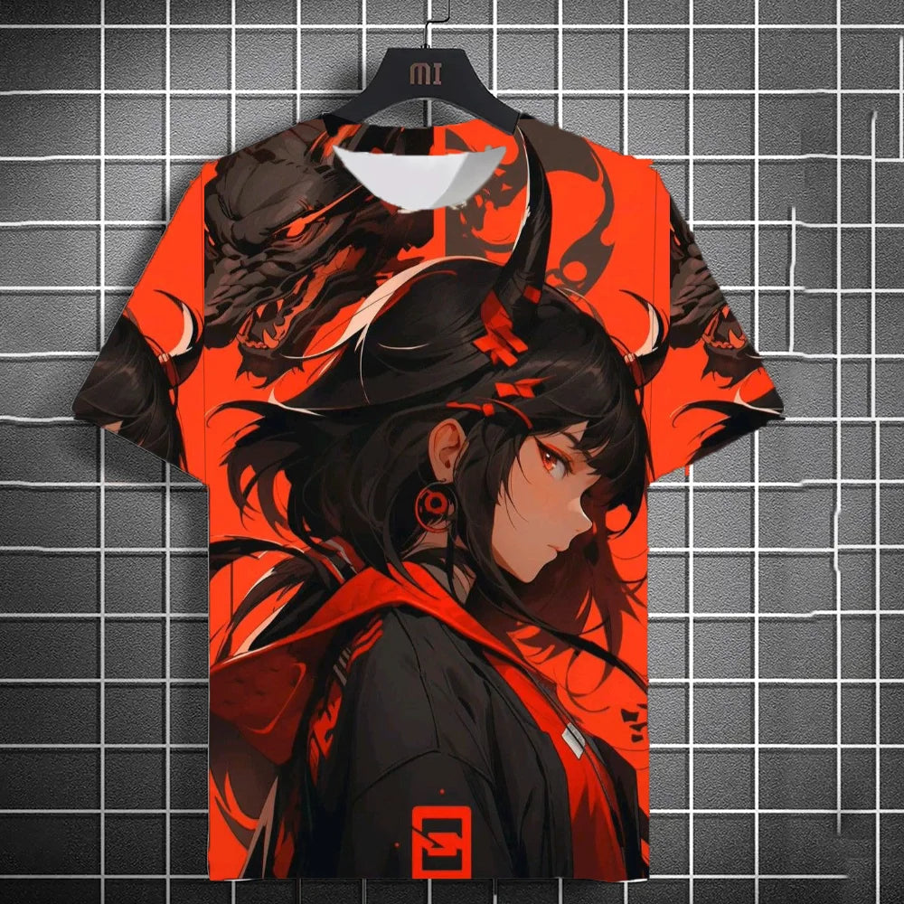 🔥 Japanese Samurai Katana Girl 3D Print T-Shirt – Anime-Inspired Streetwear! 🔥