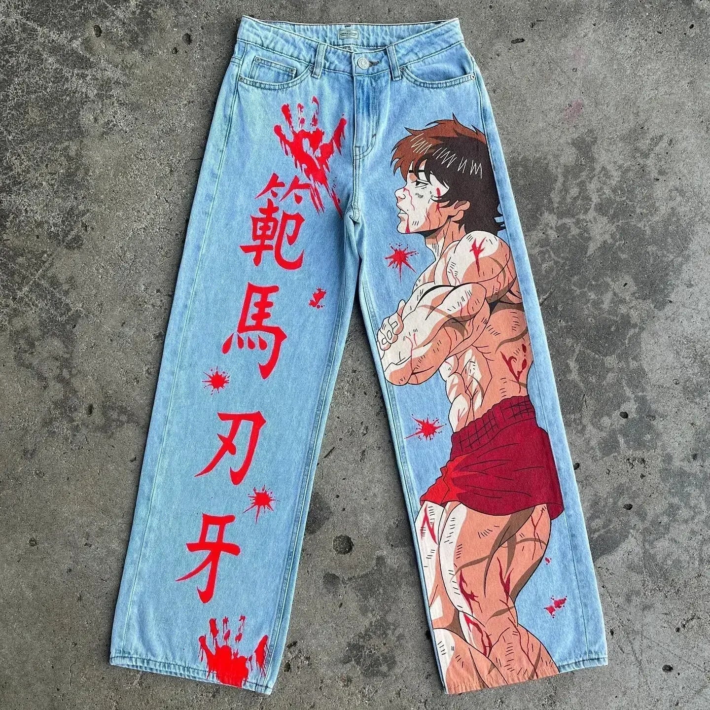 Harajuku Populaire Anime Print Baggy Jean Wijde Pijpen Broek Nieuwe Y2k Jeans voor Mannen Stijl Streetwear Vrouwen Hoge Taille Broek