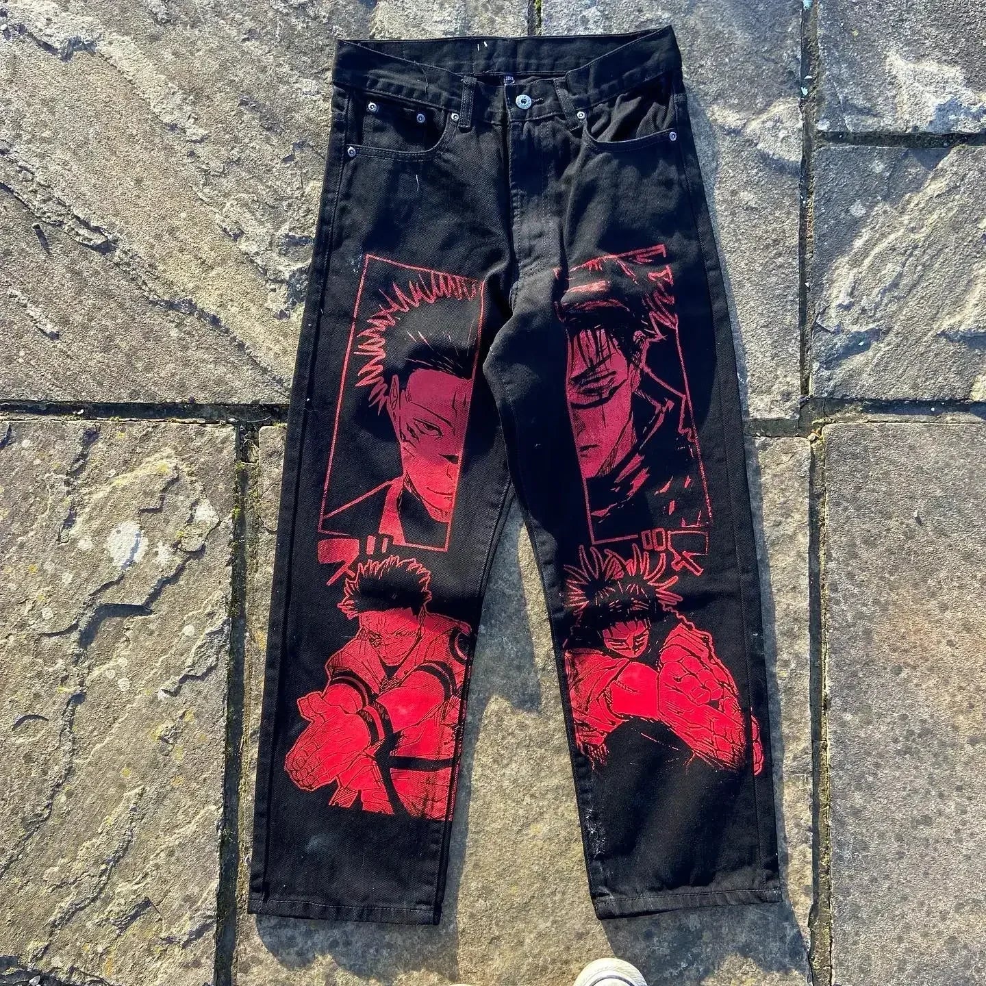 Harajuku Anime Print Baggy Jean Wijde Pijpen Vrouwen Hoge Taille Broek Broek Nieuwe Y2k Jeans voor Mannen Populaire Stijl Streetwear