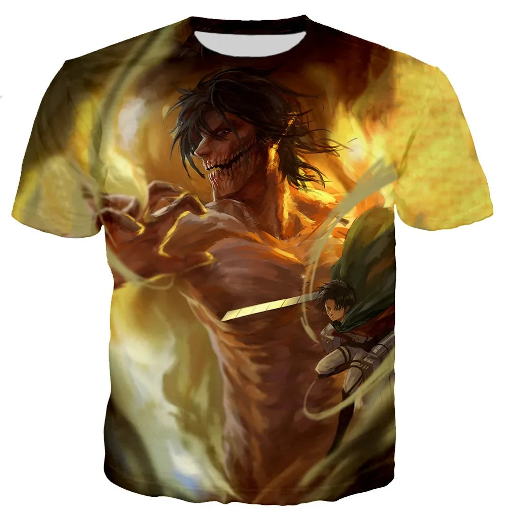 Zomer Mannen en Vrouwen Hot Japan Anime 3D Attack On Titan Print T-shirt Casual Harajuku Streetwear Hip Hop Ademende Kinderkleding