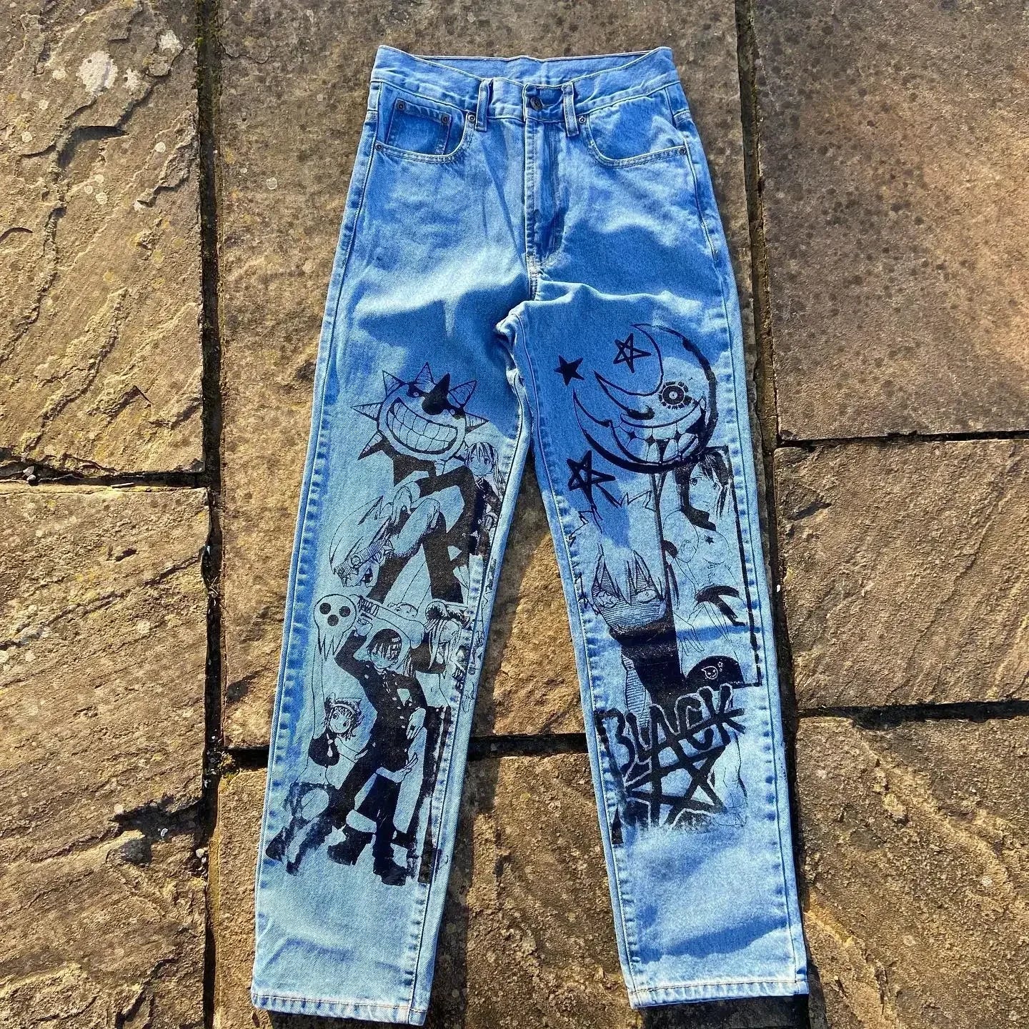 Harajuku Anime Print Baggy Jean Wijde Pijpen Vrouwen Hoge Taille Broek Broek Nieuwe Y2k Jeans voor Mannen Populaire Stijl Streetwear