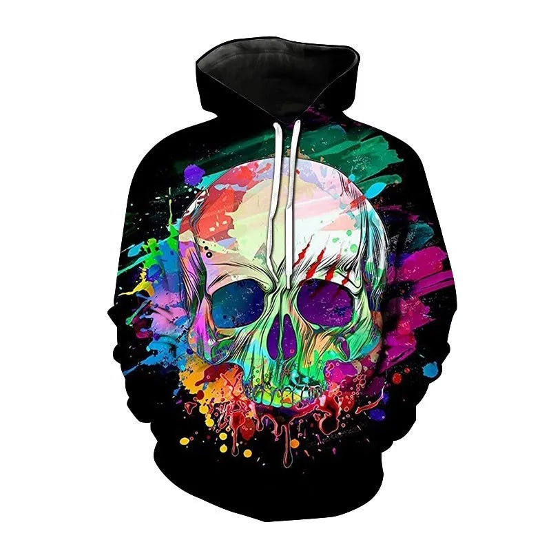 Nieuwe herfst Hip Hop Skull Hoodies 3D-geprinte Skull Streetwear Pullover Tops Lange mouwen Sweatshirts Heren Vrijetijdsmode Sweatshir