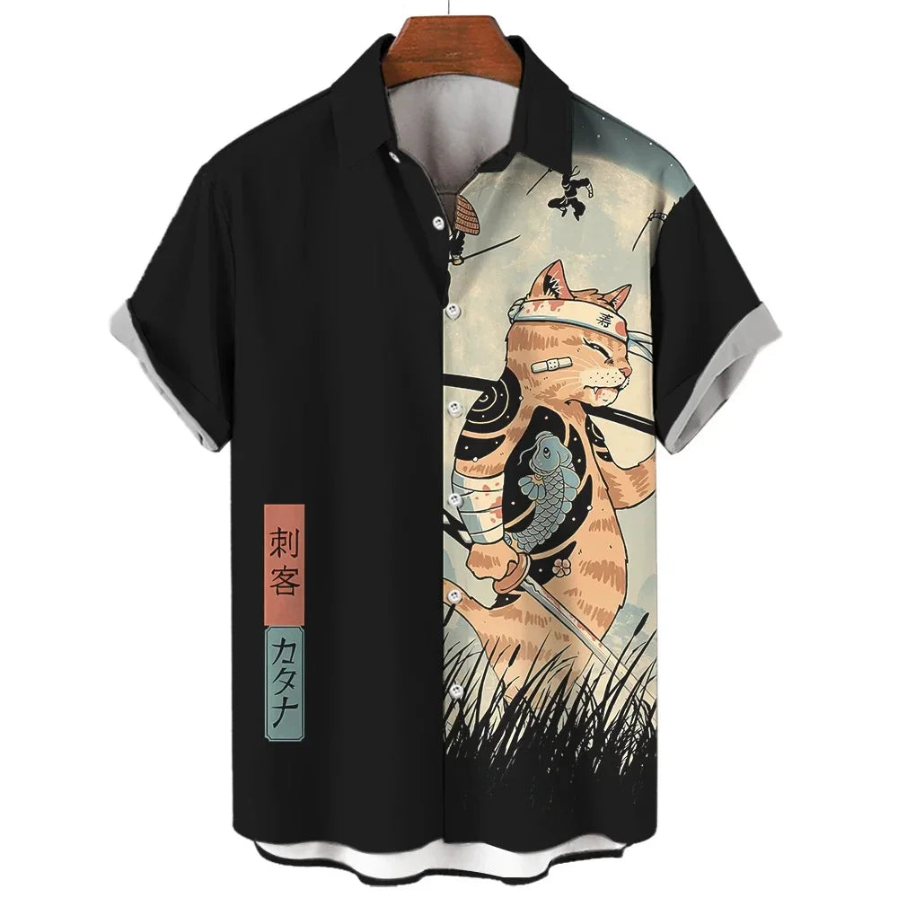 🐱⚔️ Samurai Cat Hawaiian Shirts⚔️🐱