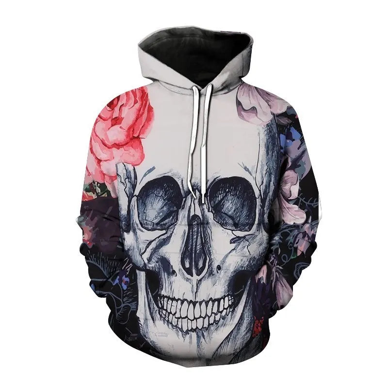 Nieuwe herfst Hip Hop Skull Hoodies 3D-geprinte Skull Streetwear Pullover Tops Lange mouwen Sweatshirts Heren Vrijetijdsmode Sweatshir