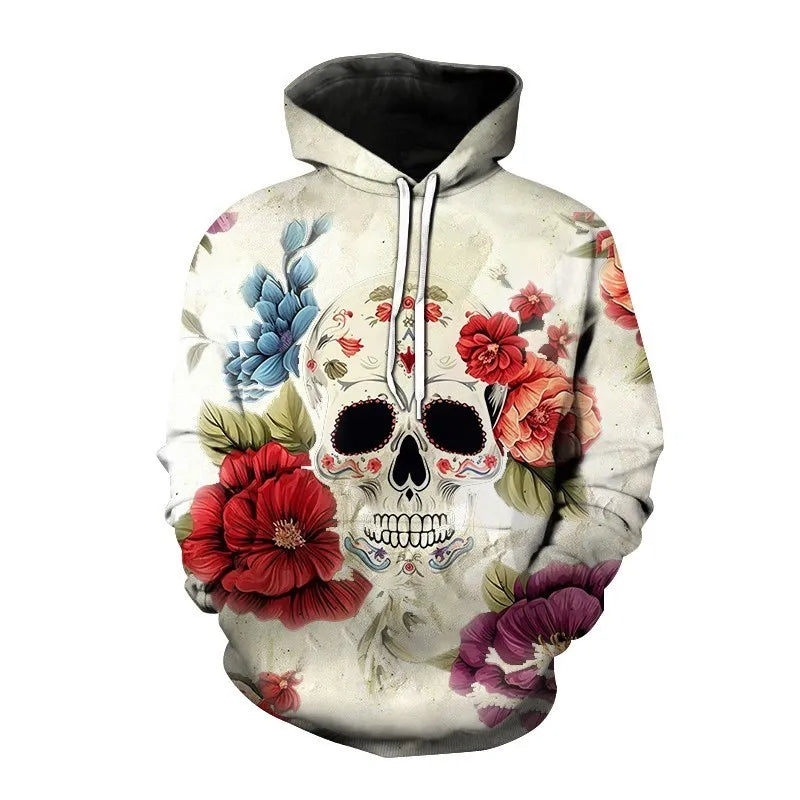 Nieuwe herfst Hip Hop Skull Hoodies 3D-geprinte Skull Streetwear Pullover Tops Lange mouwen Sweatshirts Heren Vrijetijdsmode Sweatshir