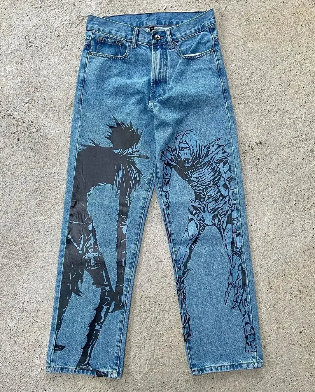 Harajuku Populaire Anime Print Baggy Jean Wijde Pijpen Broek Nieuwe Y2k Jeans voor Mannen Stijl Streetwear Vrouwen Hoge Taille Broek