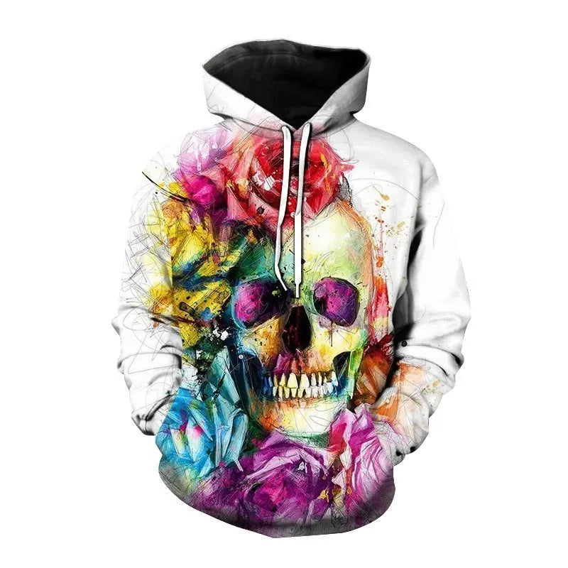 Nieuwe herfst Hip Hop Skull Hoodies 3D-geprinte Skull Streetwear Pullover Tops Lange mouwen Sweatshirts Heren Vrijetijdsmode Sweatshir