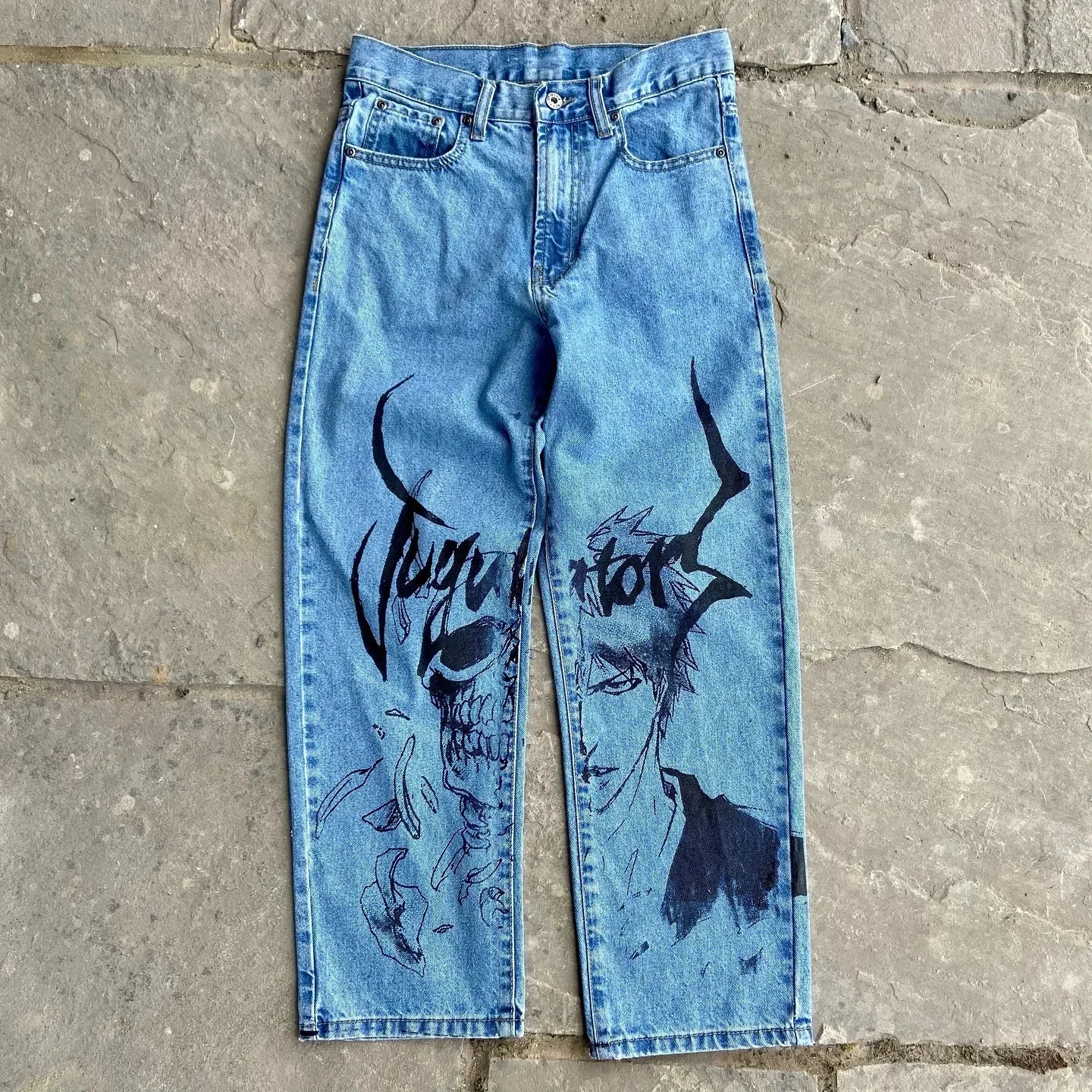 Harajuku Anime Print Baggy Jean Wijde Pijpen Vrouwen Hoge Taille Broek Broek Nieuwe Y2k Jeans voor Mannen Populaire Stijl Streetwear