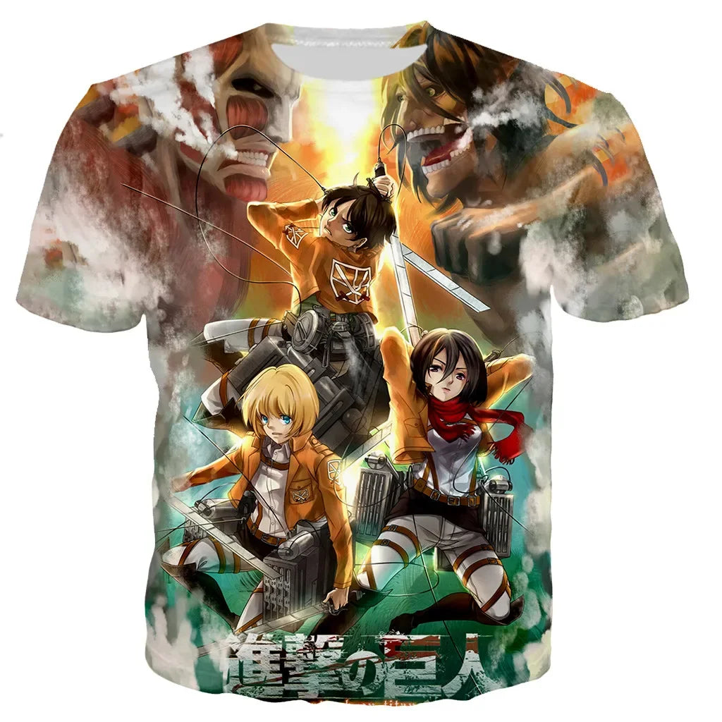 Zomer Mannen en Vrouwen Hot Japan Anime 3D Attack On Titan Print T-shirt Casual Harajuku Streetwear Hip Hop Ademende Kinderkleding