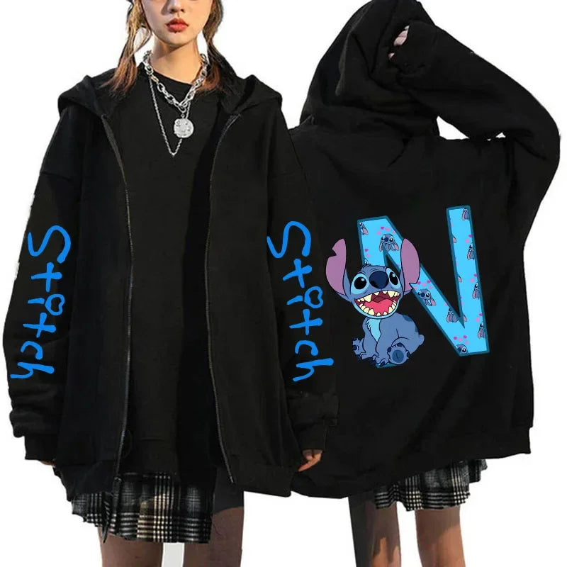 🌸 Cute Lilo & Stitch Zip-Up Hoodie – Cozy & Stylish Streetwear! 🌸