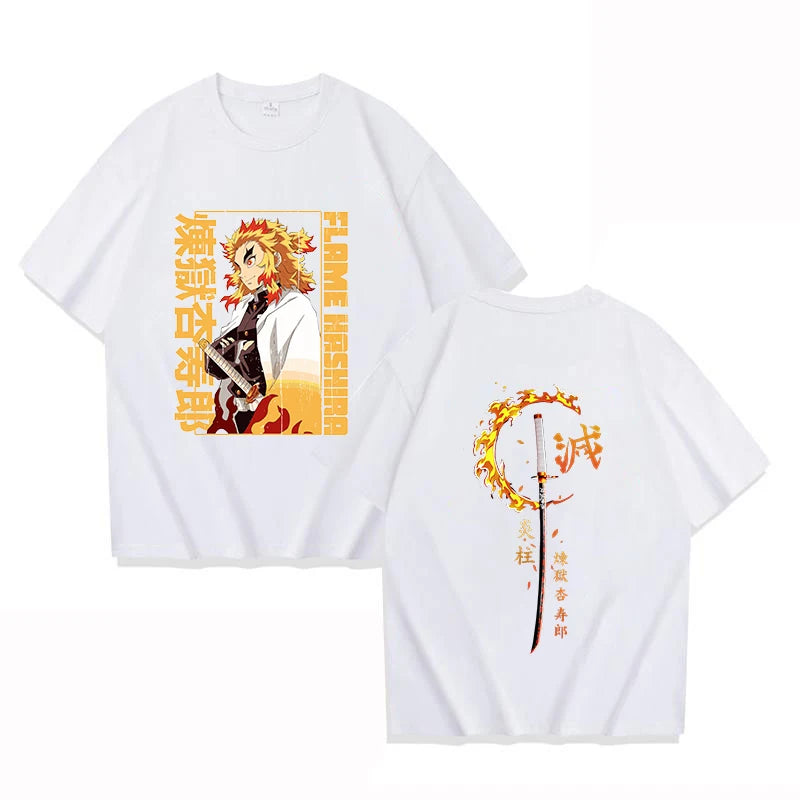 Nieuwe Anime Rengoku Kyoujurou T-shirt Unisex Korte Mouw O Hals Zomer Casual Patroon Bedrukking T-shirt Top Tee