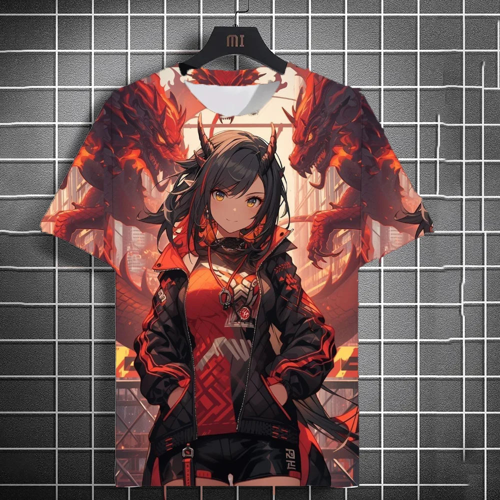 🔥 Japanese Samurai Katana Girl 3D Print T-Shirt – Anime-Inspired Streetwear! 🔥