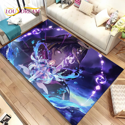 Genshin Impact Cartoon Game Gebied Tapijt, Tapijt Tapijt voor Thuis Woonkamer Slaapkamer Bank Deurmat Keuken Decor, kinderen Antislip Vloermat