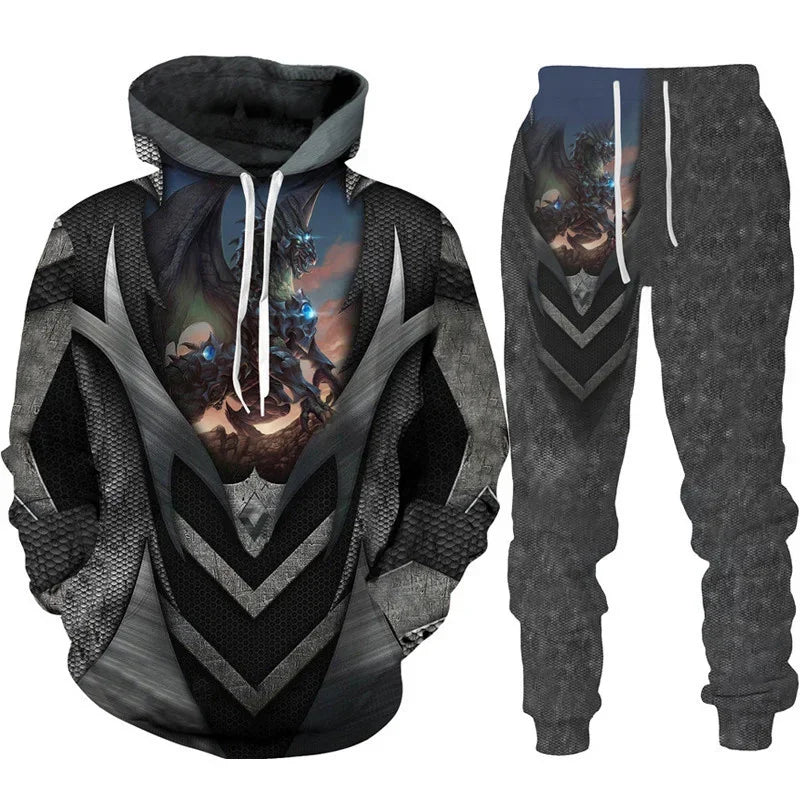 🔥 Retro Dragon 3D Printed Hoodie & Tracksuit Set🔥