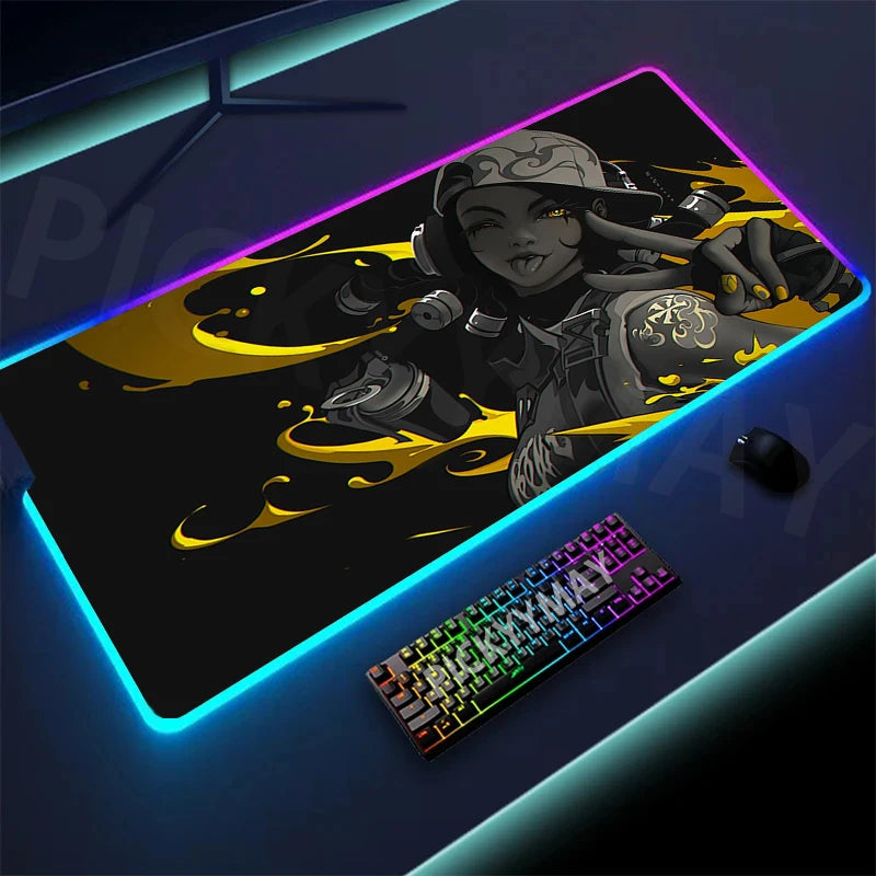 Valorant Grote RGB Gamer Muismat 40x90cm Muismat Gaming Muismatten LED Toetsenbordmatten Lichtgevende Bureaumatten Muismat Voor PC