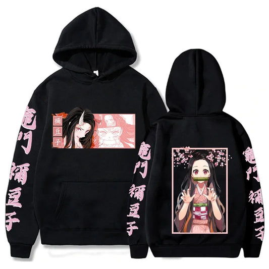 Japanse Anime Demon Slayer Hoodie Dames Kamado Nezuko Bedrukt Sweatshirt Herfst Harajuku Warme Streetwear Plus Size Hoodie