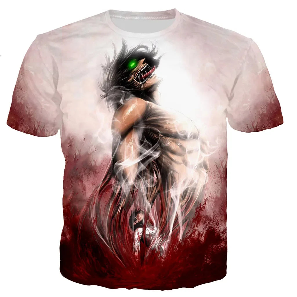 Zomer Mannen en Vrouwen Hot Japan Anime 3D Attack On Titan Print T-shirt Casual Harajuku Streetwear Hip Hop Ademende Kinderkleding