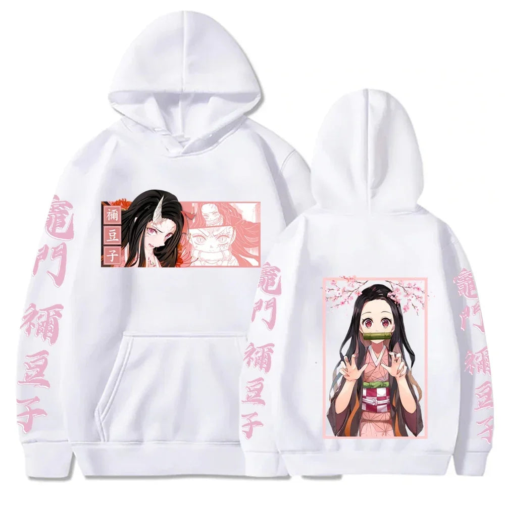 Japanse Anime Demon Slayer Hoodie Dames Kamado Nezuko Bedrukt Sweatshirt Herfst Harajuku Warme Streetwear Plus Size Hoodie