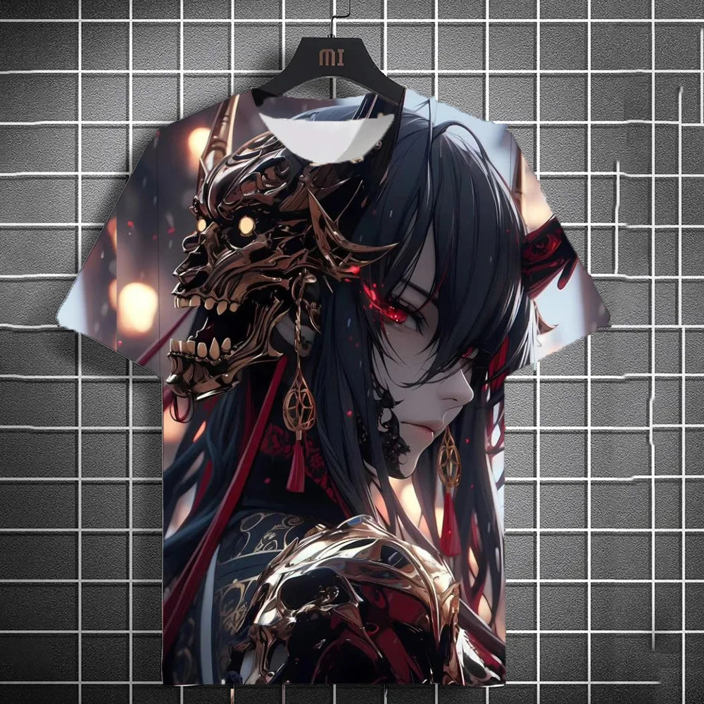 🔥 Japanese Samurai Katana Girl 3D Print T-Shirt – Anime-Inspired Streetwear! 🔥