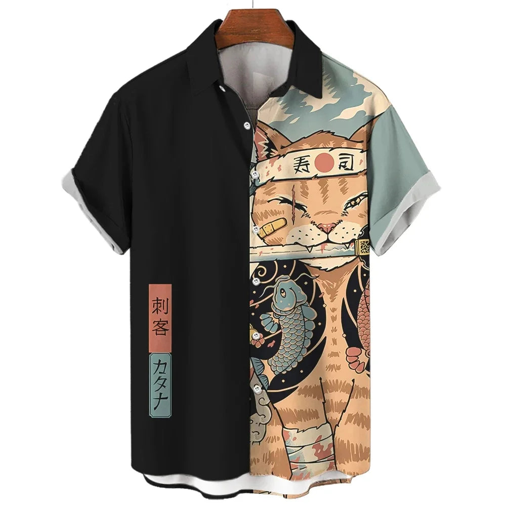 🐱⚔️ Samurai Cat Hawaiian Shirts⚔️🐱