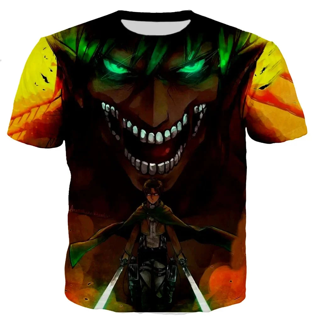 Zomer Mannen en Vrouwen Hot Japan Anime 3D Attack On Titan Print T-shirt Casual Harajuku Streetwear Hip Hop Ademende Kinderkleding