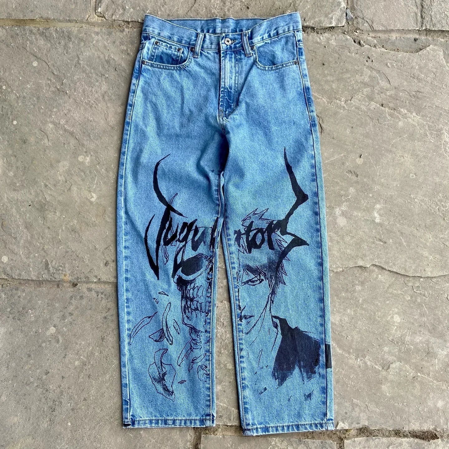 Harajuku Populaire Anime Print Baggy Jean Wijde Pijpen Broek Nieuwe Y2k Jeans voor Mannen Stijl Streetwear Vrouwen Hoge Taille Broek